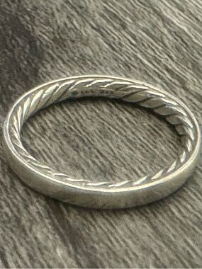 David Yurman Cable 925 Silver Twisted Edge Stackable Ring - Size 5.5